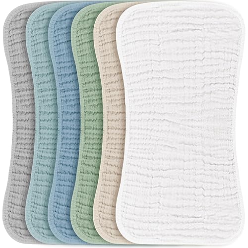 Konssy Juego de paños de muselina para bebé, unisex, paquete de 6 unidades, grandes, 100% algodón, ropa para eructos para recién nacidos, bebés
