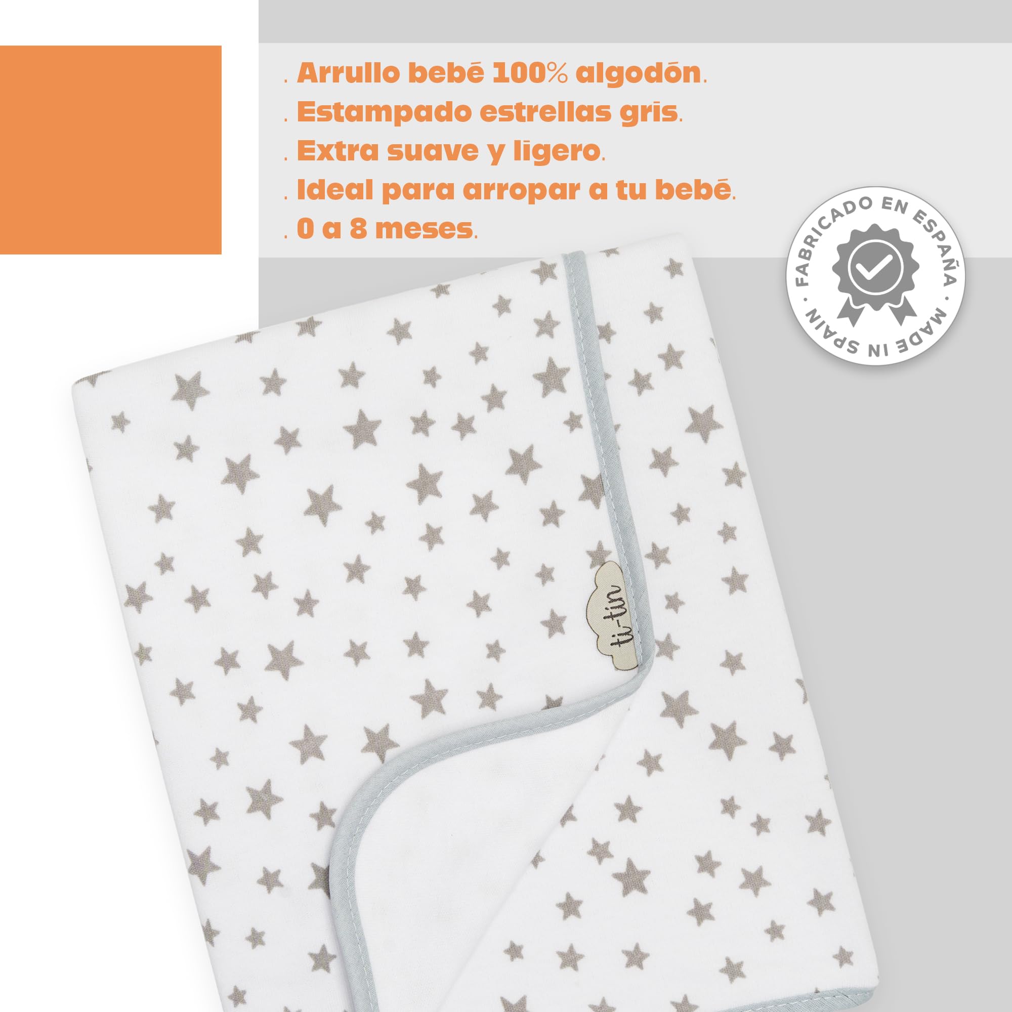 Ti TIN arrullo para bebé 80 x 80 cm, Doble Capa de algodón 100%, Transpirable, Extra Suave, fácil Lavado y Apto para Secadora, diseño Ligero y Estampados Divertidos