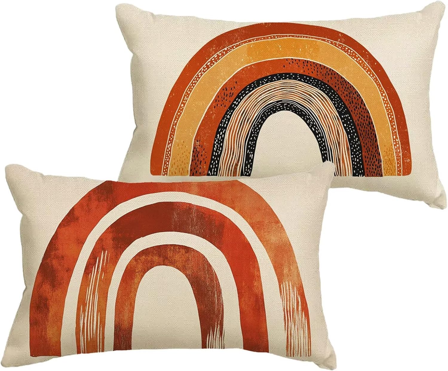 クッションカバーシンプルさ 60x90 cm 防水 亜麻 アウトドア クッション 長方形 2枚 両面プリント枕カバー 隠しファスナー