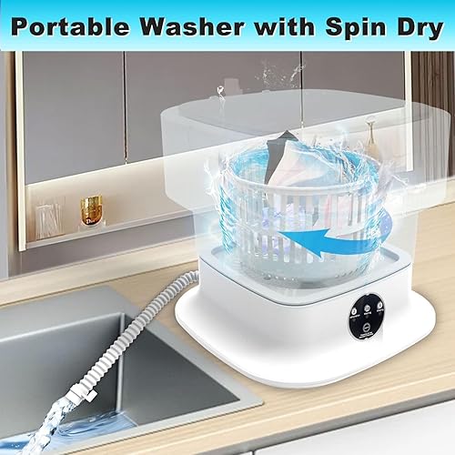 Miniatura 6 de Lavadora portátil, mini lavadora de 15 litros de alta capacidad con 3 modos de limpieza profunda, mini portátil plegable para ropa de bebé, ropa