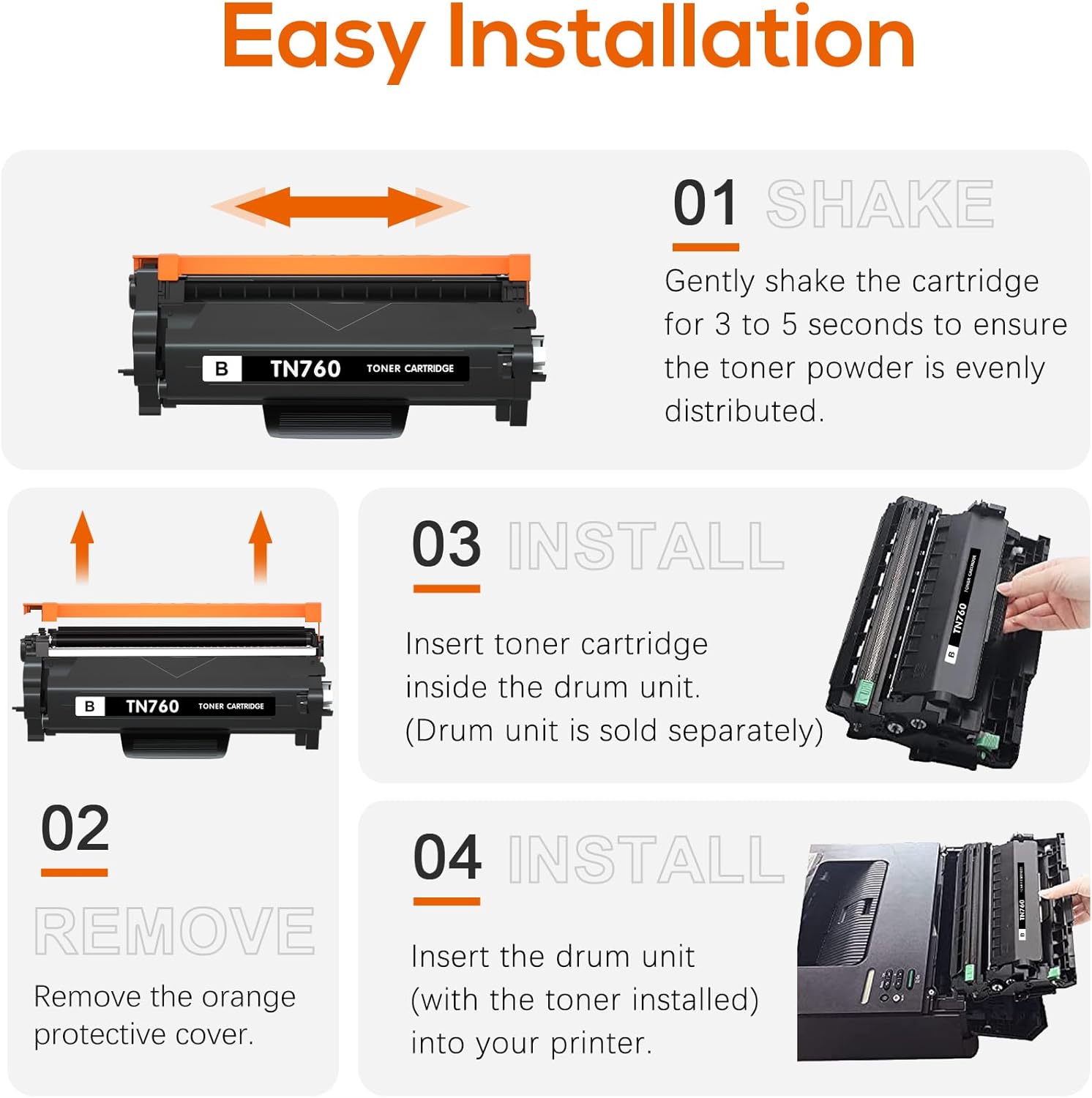 TN760 Toner Cartridge and DR730 Drum Unit Compatible with Brother TN730 TN-730 DR730 DR 730 Work with DCP-L2550DW HL-L2350DW HL-L2390DW MFC-L2710DW MFC-L2750DW(2 Toners, 1 Drum, 3 Pack)