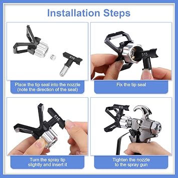 66Ft x 1/4 Airless Paint Sprayer Hose with 6 Pcs Sprayer Tips, 8500 PSI High Pressure Airless Paint Spray Hose with 5Ft Whip Hose for Airless Spraying Machine(211 313 415 515 517 623)