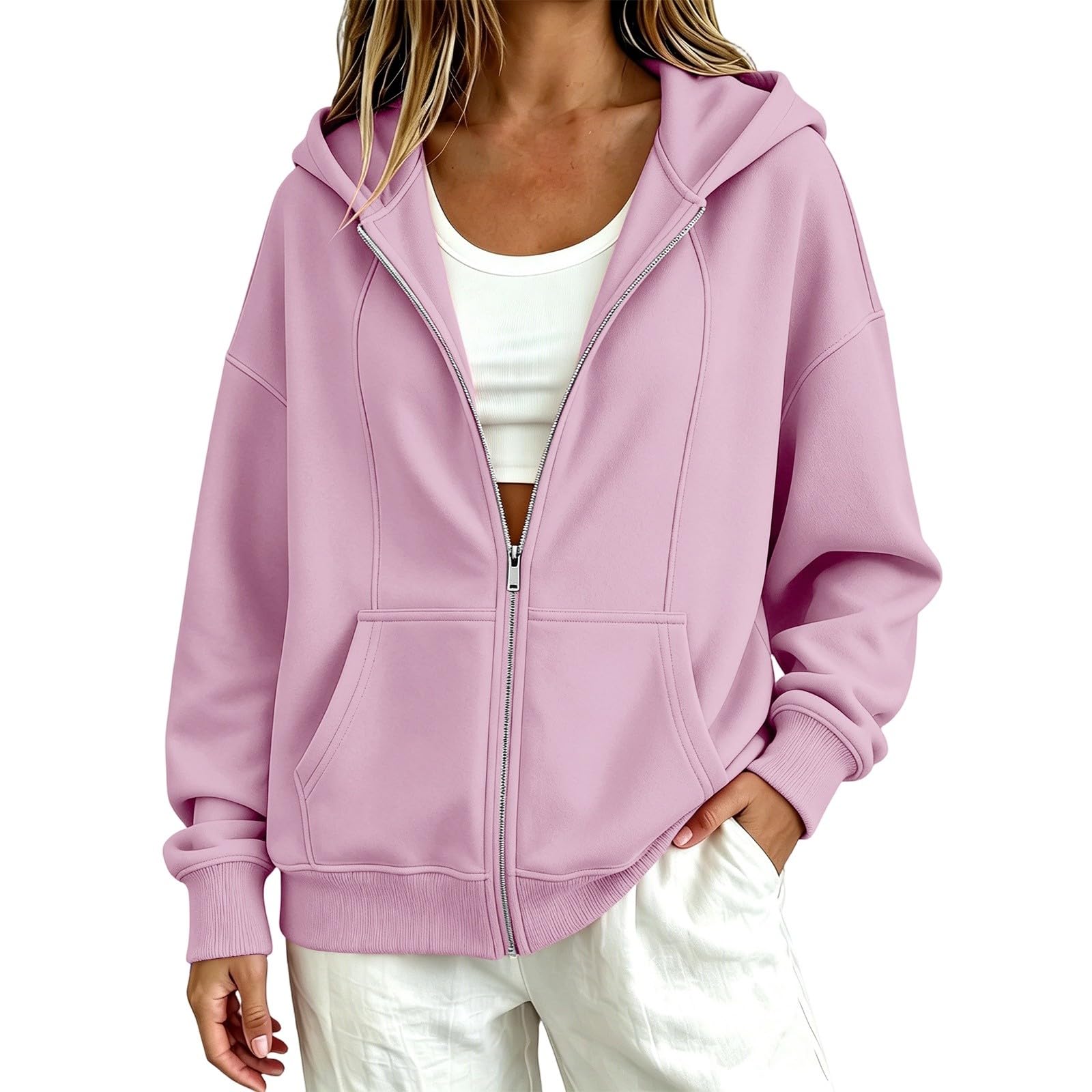 Hoodie - Sudadera con capucha para mujer, con cremallera, chaqueta deportiva de manga larga