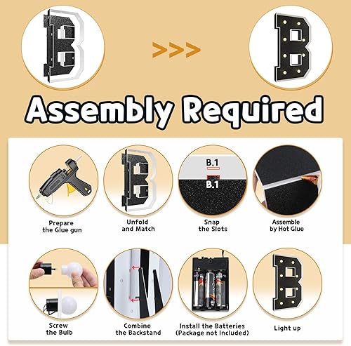 Miniatura 3 de Imprsv Letras de marquesina negras de 3 pies decoración de fiesta negra - Letra iluminada B grande de 3 pies de alto - Carta de decoración de fiesta