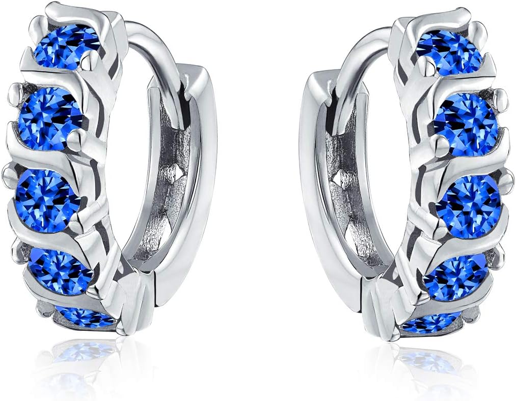 Round Solitaire Cubic Zirconia AAA CZ S-Style Wave Kpop Huggie Hoop Earrings For Women .925 Sterling Silver More Colors