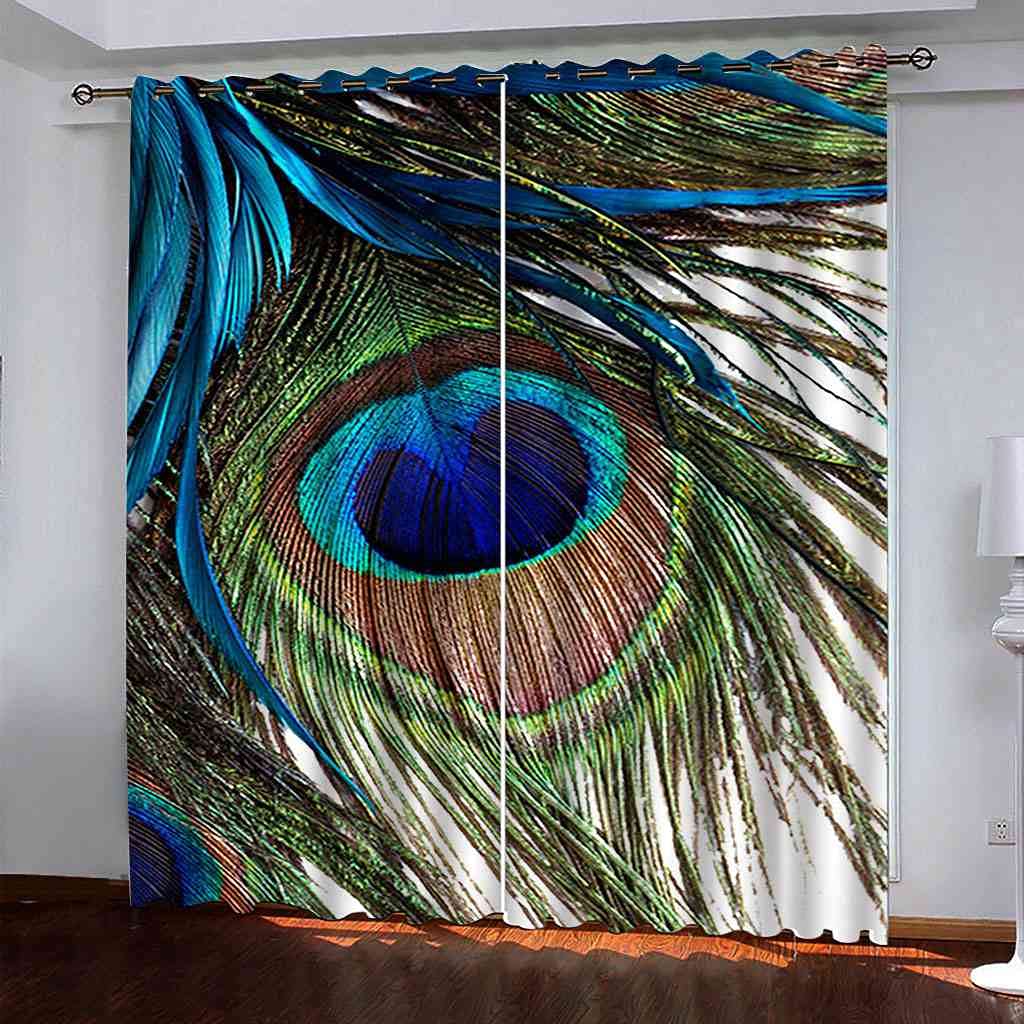 Zasłona zaciemniająca salon przyciemnianie izolowane termicznie kolorowe pawie pióra redukcja szumów zasłony 170 x 200 cm dla chłopców dziewcząt pokój dzieci sypialnia okno elegancka dekoracja pokoju 2 panele