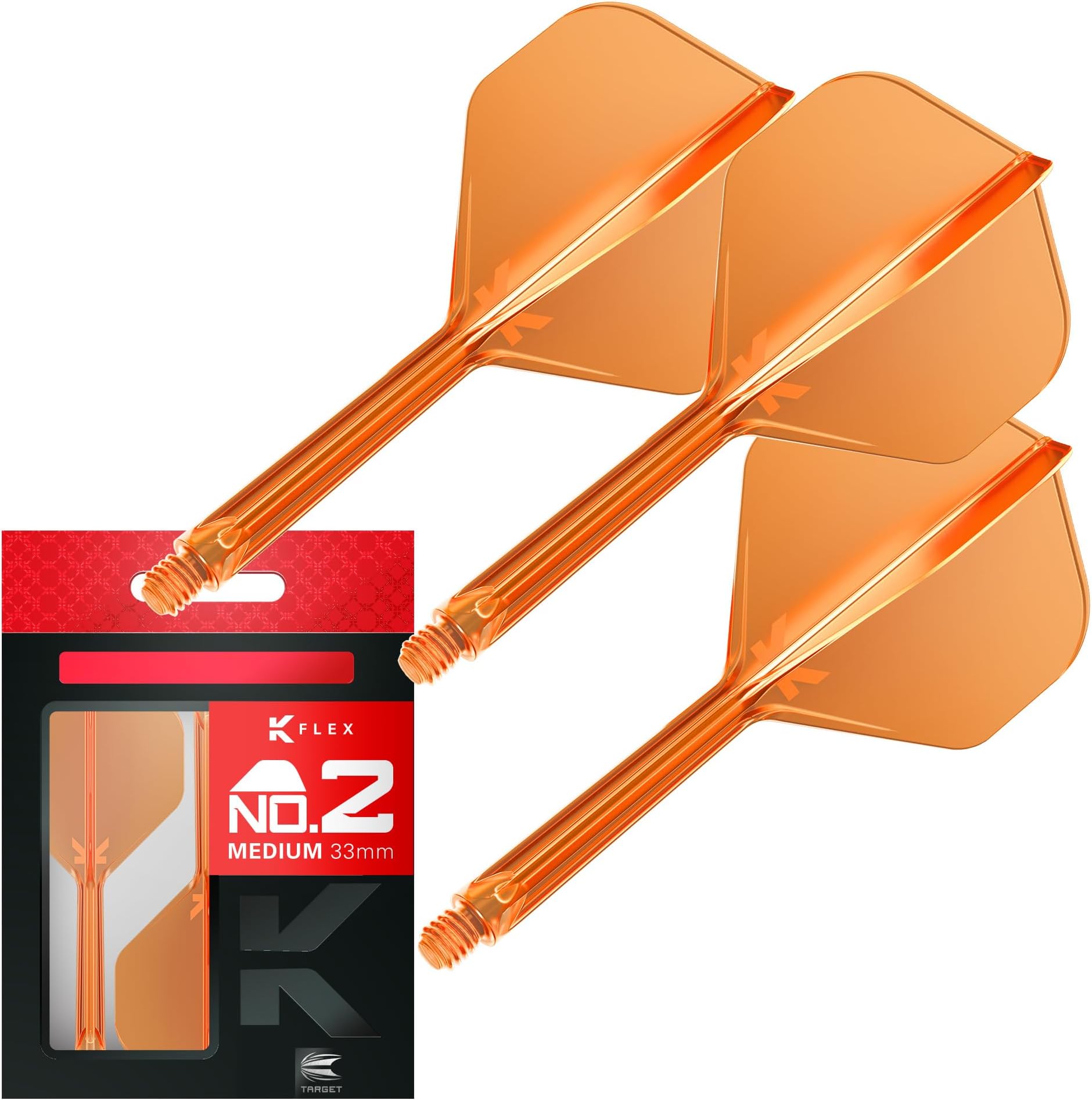 K Flex Integrated Dart Flights And Shafts, No.2 | Pack Of 3 K-Flex - No2, Kflex All In One Moulded Dart Flight & Stem Lengths: Short, Intermediate & Medium | Professional Dart Accessories