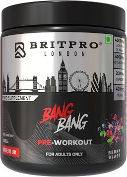 Bang Bang Pre-Workout, 300g - Berry Blast Flavour - High-Intensity Pre Workout, Focus & Endurance, Muscle Pump - Clean Energy, No Crash - Made in the UK