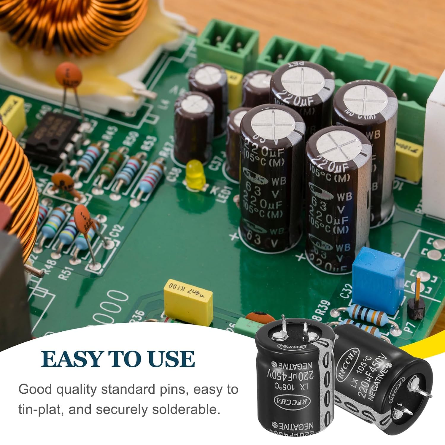 MECCANIXITY 450V 220uF Snap in Electrolytic Capacitor, 2 Pin Audio Amplifier Aluminum Electrolytic Capacitor for Filter Audio Smart Home Appliances Electronic Component(Black,31x30mm) image 4
