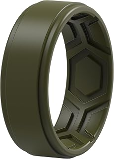 ThunderFit Silicone Rings for Men, Breathable Patterned Design Sleek Step Edge 8mm Wide 2.2mm Thick - 1/2/3/4/5/6/7 Variety Multipack - Buy now