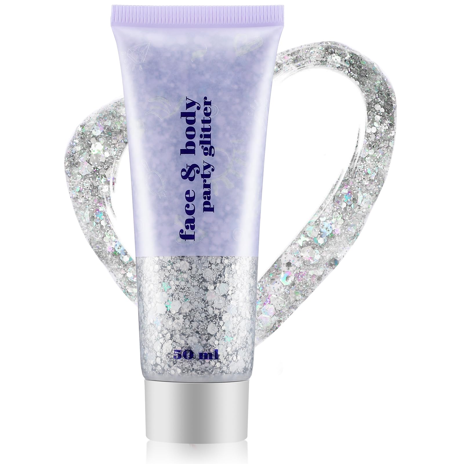 Gel De Purpurina Corporal, Purpurina Plata Para La Cara, Loción Brillante Holográfica, Gel Para Cara Y Cuerpo Para Ojos, Cabello, Uñas, Arte De Bricolaje, Ideal Para Maquillaje Fiesta Cosplay (50ml)