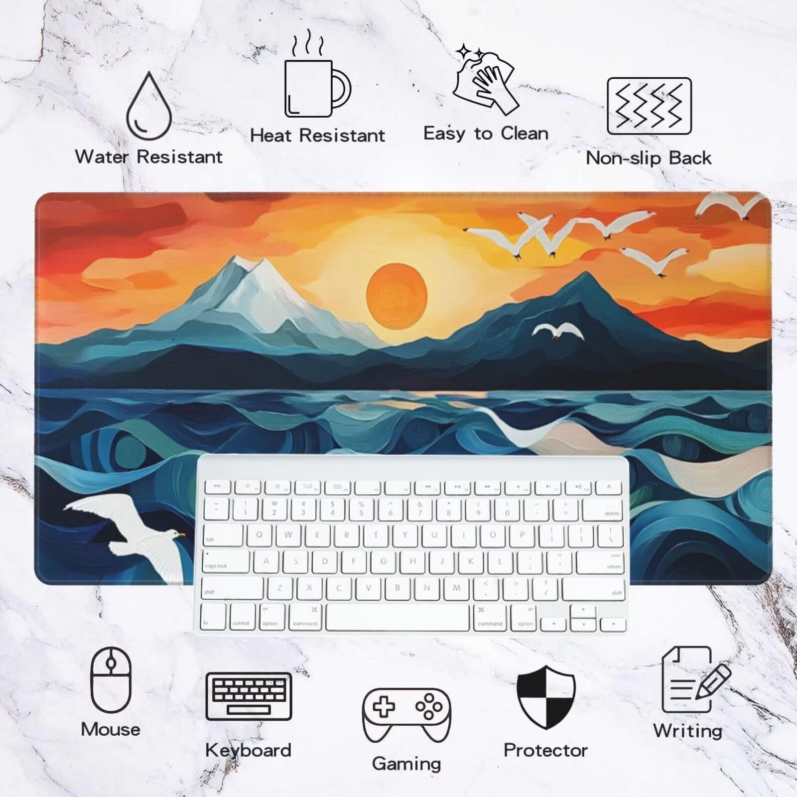 Alfombrilla Ratón Abstracto Alfombrilla Ratón XXL 1600 x 800 mm, Mármol Mouse Pad Gaming con Bordes Cosidos, Impermeable Mousepad XXL Base de Goma Antideslizante Duradera, Mouse Pad para Oficina Q526