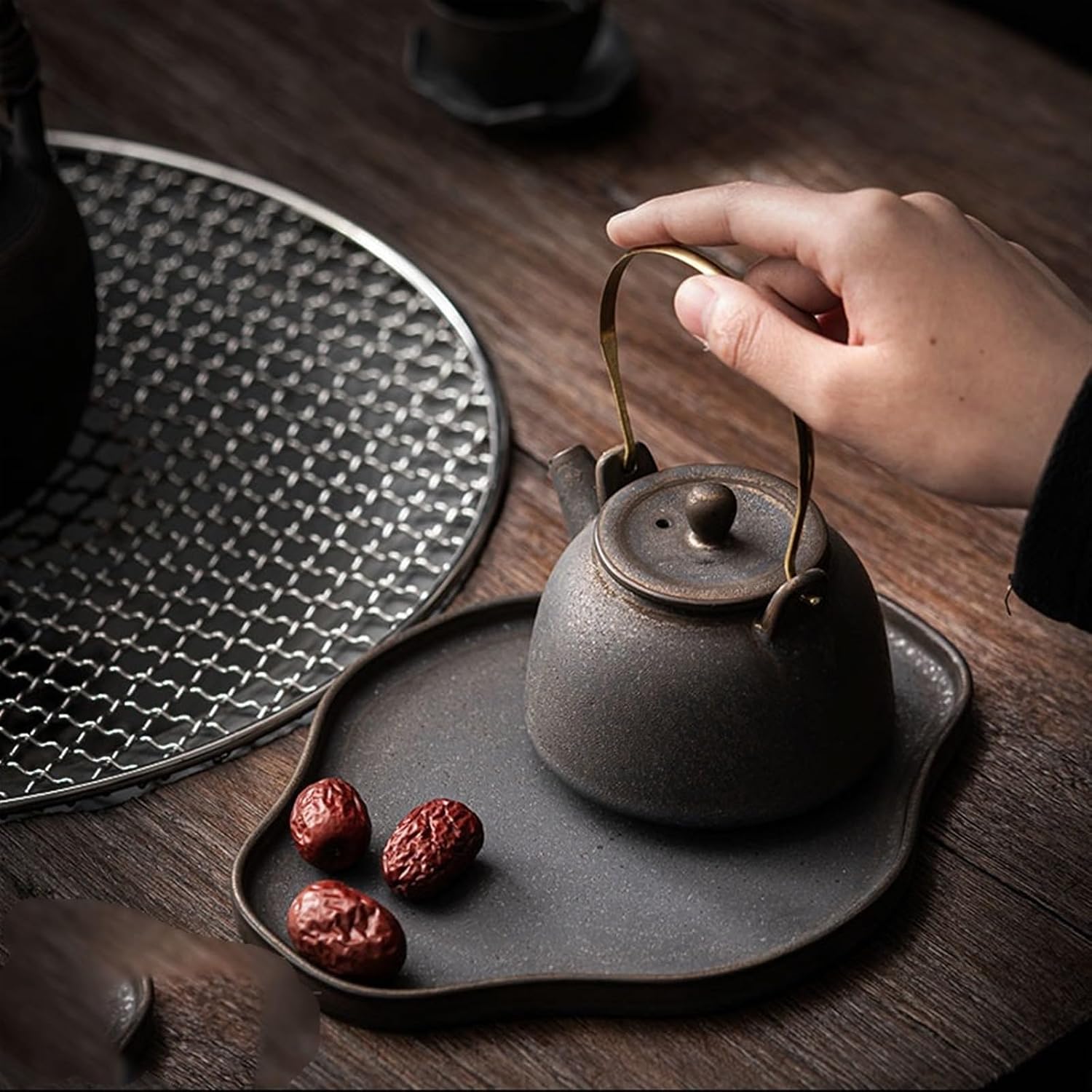 Tea Set Ceramic Tea Tray Household Single Dry Bubble Tray Vintage Kung Fu Tea Set Tea Tray Rough Pottery Tea Tray Chinese Tea Set
