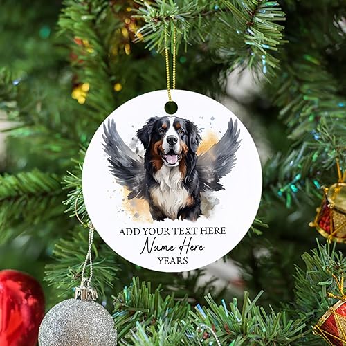 Vista 101 de Adorno conmemorativo personalizado de Bulldog Inglés – Alas de ángel, regalo de Navidad personalizado para perro, mamá y papá Adorno de Bulldog
