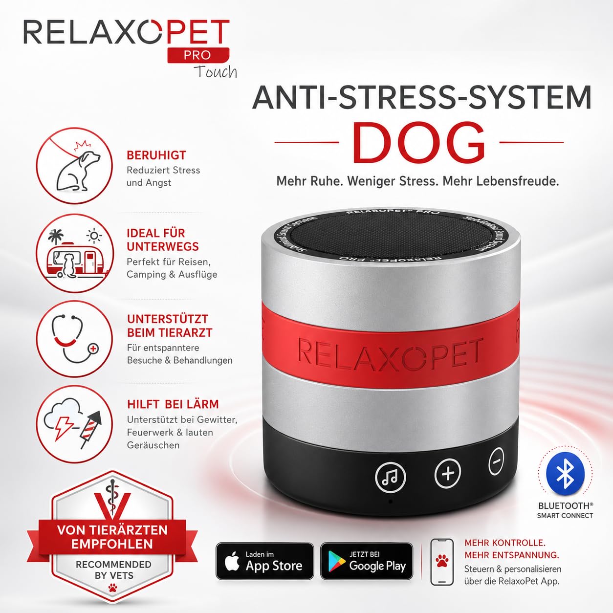 RelaxoPet® Pro Touch, Anti-Stress-System für Hunde, hochfrequente Klangwelten zur Entspannung. Bekannt aus 'Die Höhle der Löwen'