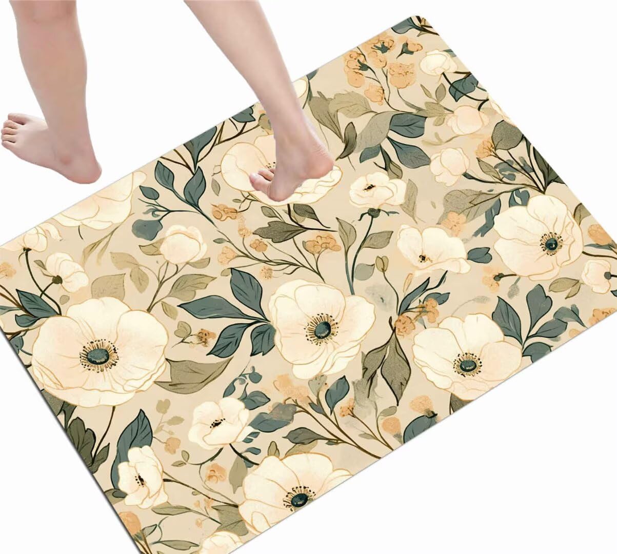Badematte Cream, Badezimmerteppich Groß 120x180cm Badteppich Badvorleger Rutschfest Waschbar Schnelltrocknende Badematten, Super Saugfähige Badematte Stein Rutschfester Dünn Badzimmermatte D-308