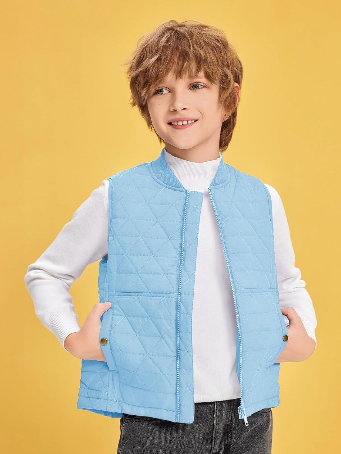 Haloumoning Boys Zip Up Puffer Vest Kids Lightweight Quilted Sleeveless Jackets Outerwear with Pockets 4-14 Years - Image 3