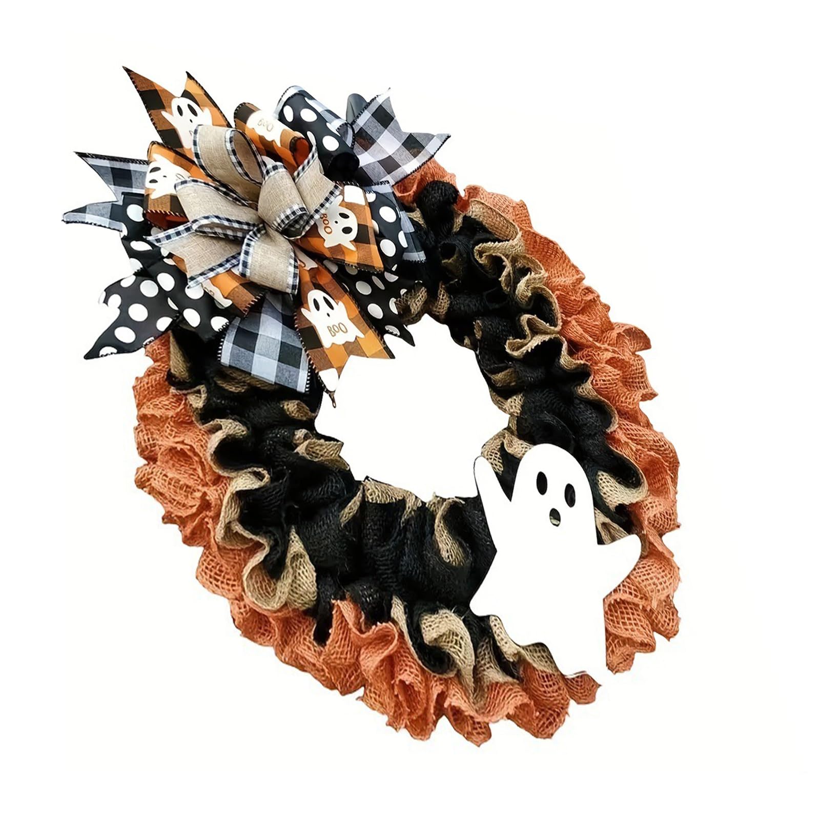 Tsophreniq Artistic Linen Door Hanging Decoration Halloween Eerie Specter Wreath Linen Wood Door Wall Festival Ornament Specter Decoration