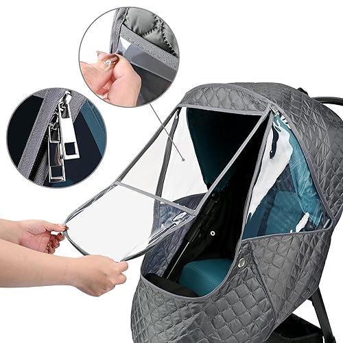 Miniatura 3 de Bebamour Funda de lluvia para cochecito, accesorio universal para cochecito, impermeable, protección contra el viento, protege del polvo y la nieve,