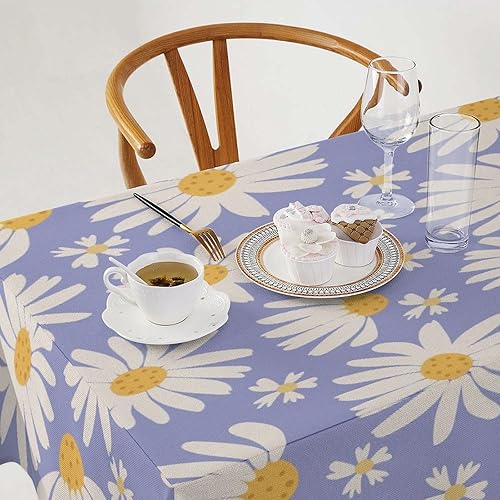 Miniatura 790 de Mantel floral hippie, diseño retro de los años 70, naranja, rosa, azul, floral, bohemio, estampado estético de margaritas, para fiesta, picnic