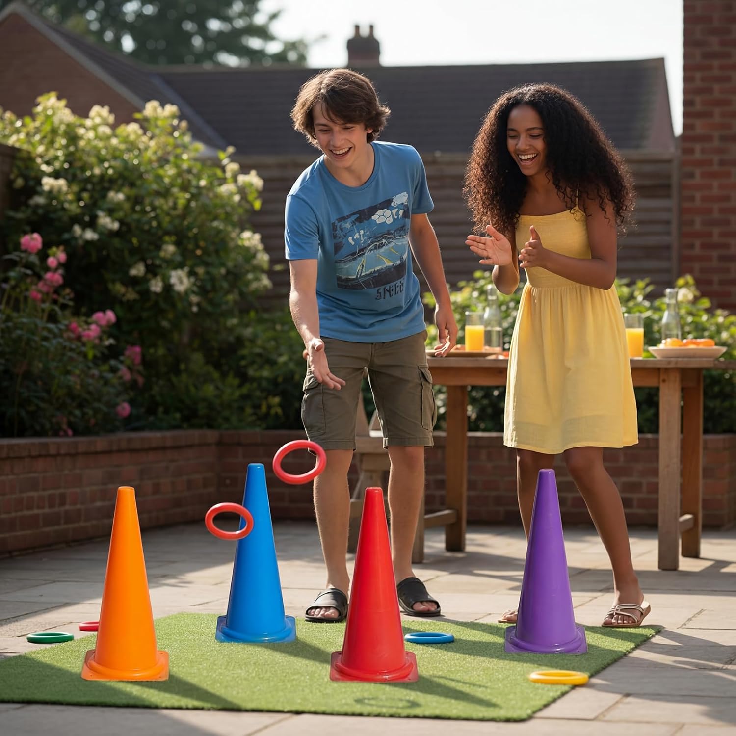 6 Pcs 18 Inch PE Cones Flexible Vinyl Poly 6-Colored PE Class Equipment for Sports Training