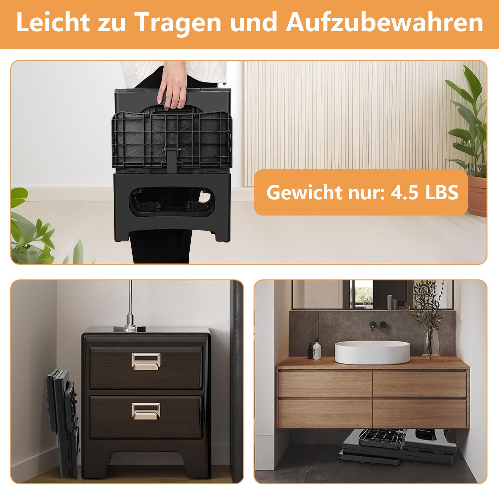 Marchepied pliable à 2 niveaux, pour enfants et adultes, capacité de charge de 136 kg, tabouret portable pliable avec marches antidérapantes pour cuisine, salle de bain, bureau, caravane et