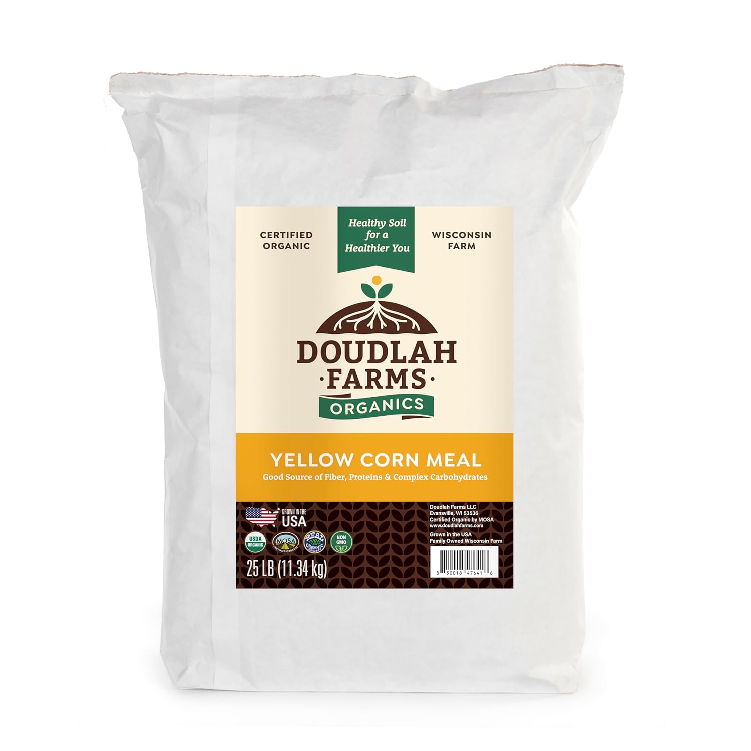 Organic Yellow Cornmeal 25 lb Fine Grind - Non-GMO, Gluten-Free, Sugar-Free, Farmed From Regenerative Soil, Vegan, Grown In USA, For Baking Cornbread, Muffins, Pancakes, and More by Doudlah Farms