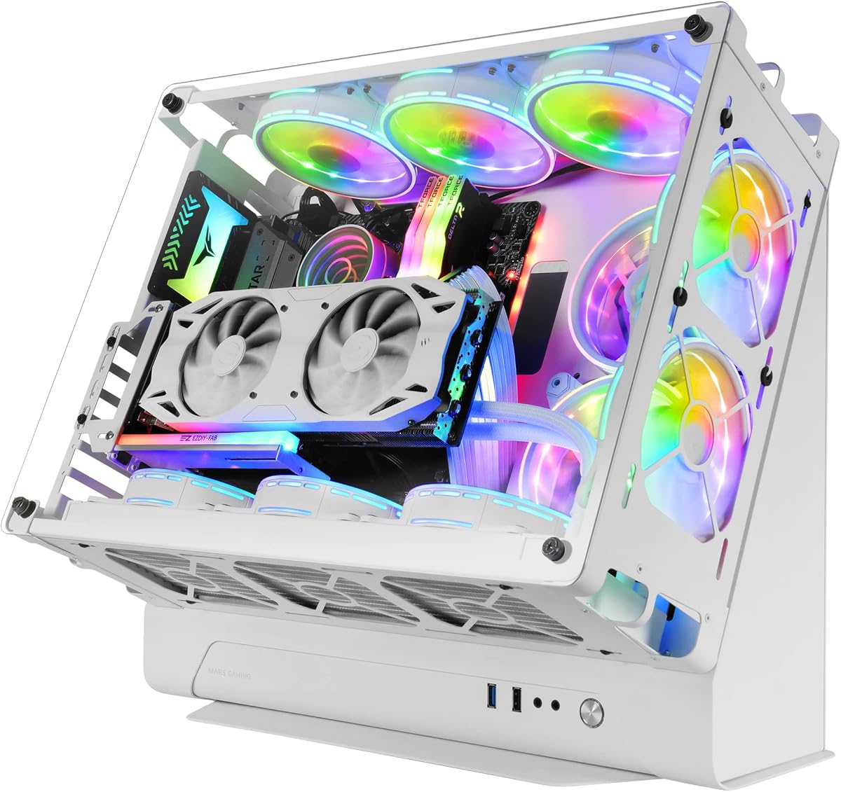 Mars Gaming MCB ATX XL PC Gaming Case, White, Custom Premium Edition, Modular Dual-Chamber Structure, MCBW