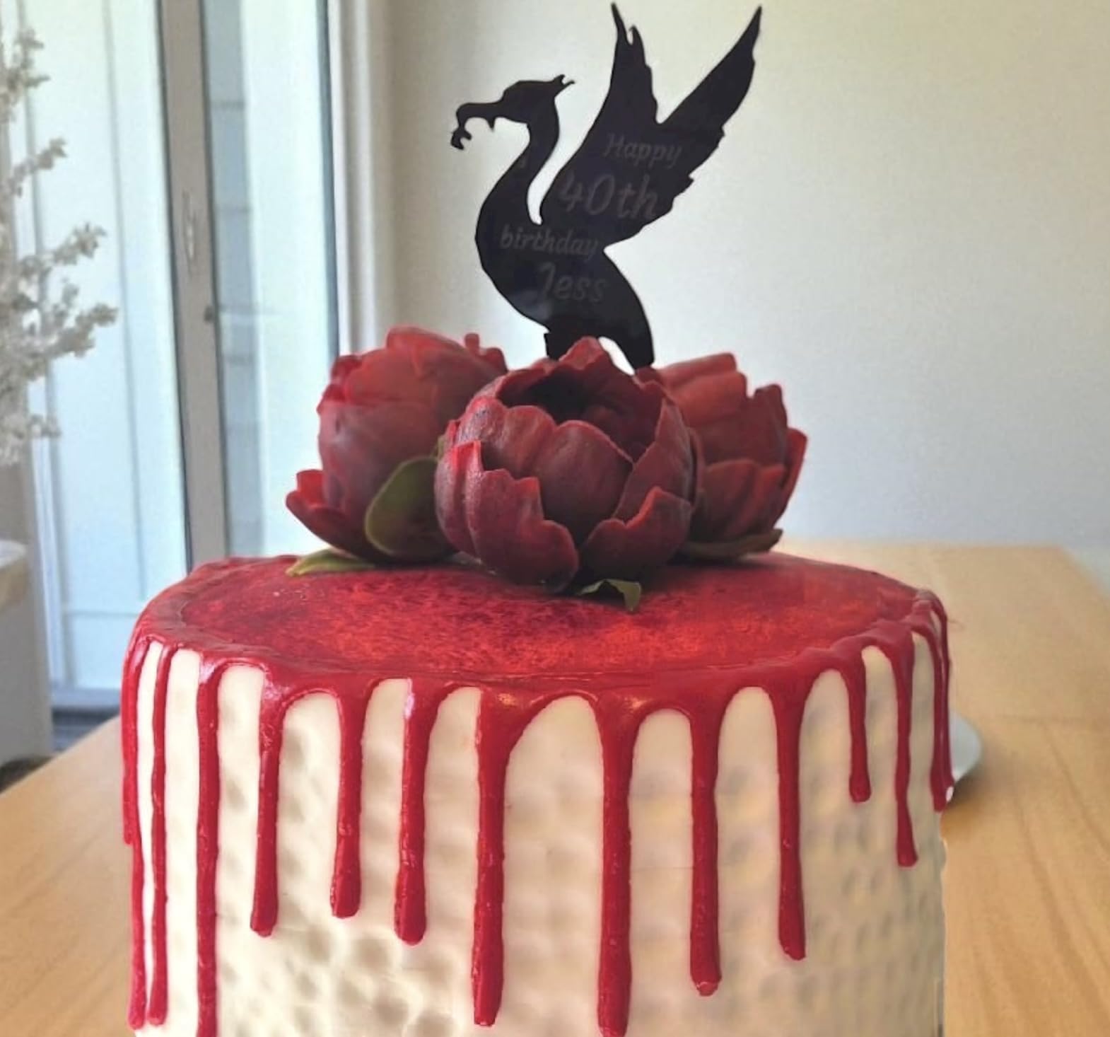 Elegant liver bird Cake Topper, Colour Choices Acrylic, Birthday Party Decoration, Reusable Cake Decoration, 10cm (15cm inc spike)