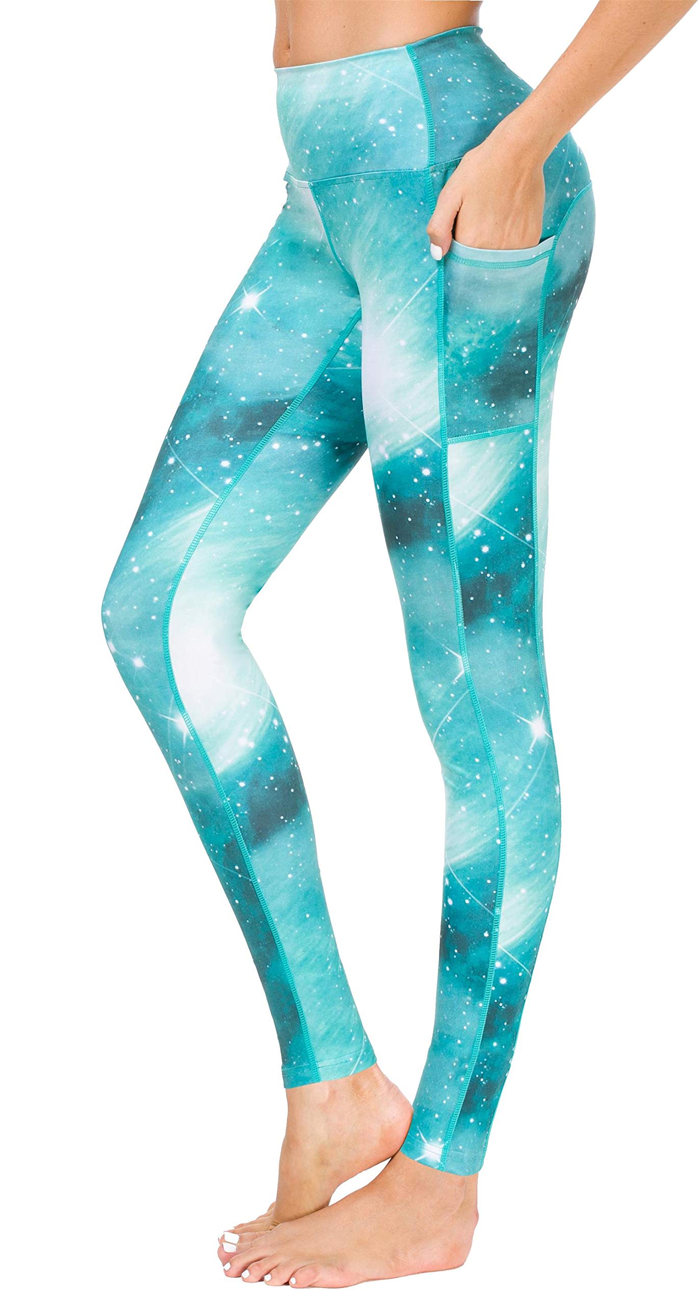 Sugar Pocket Womens Yoga Leggings Running Pants Workout Legging Tummy Control with Side Pocket M