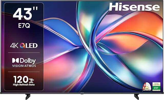 Hisense 43 inch (108 cm)  E7Q Series 43E7Q (Black) Smart 4K Ultra HD QLED TV