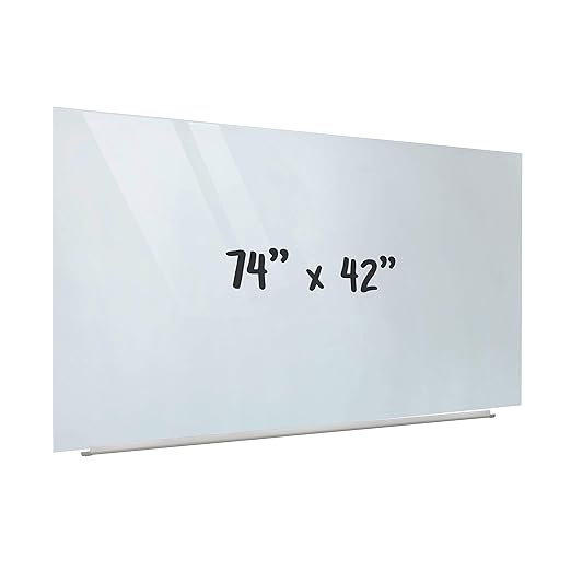 ECR4Kids Frameless Glass Whiteboard Floating Wall Mounted