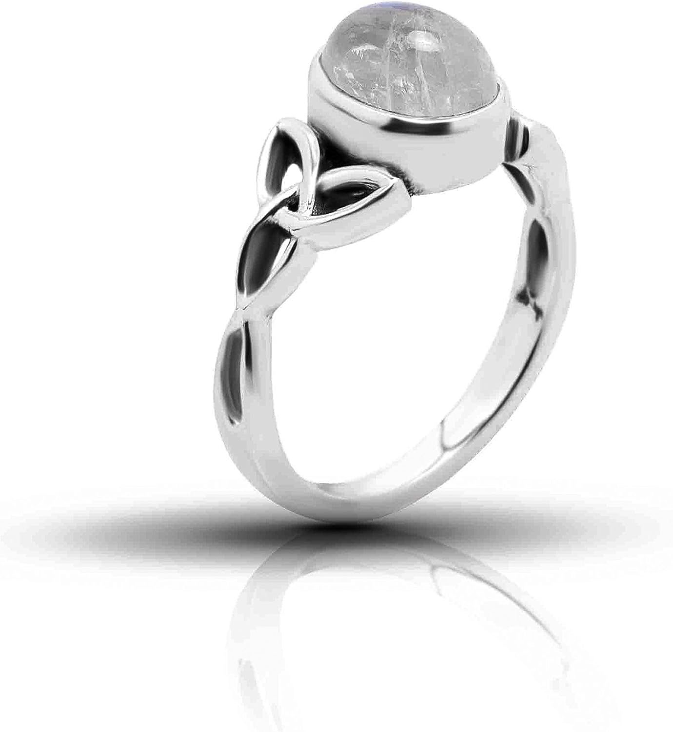 Moonstone Oval Stone Ring 925 Sterling Silver Vintage Tribal Gypsy Boho Look US Size 6 7 8 9