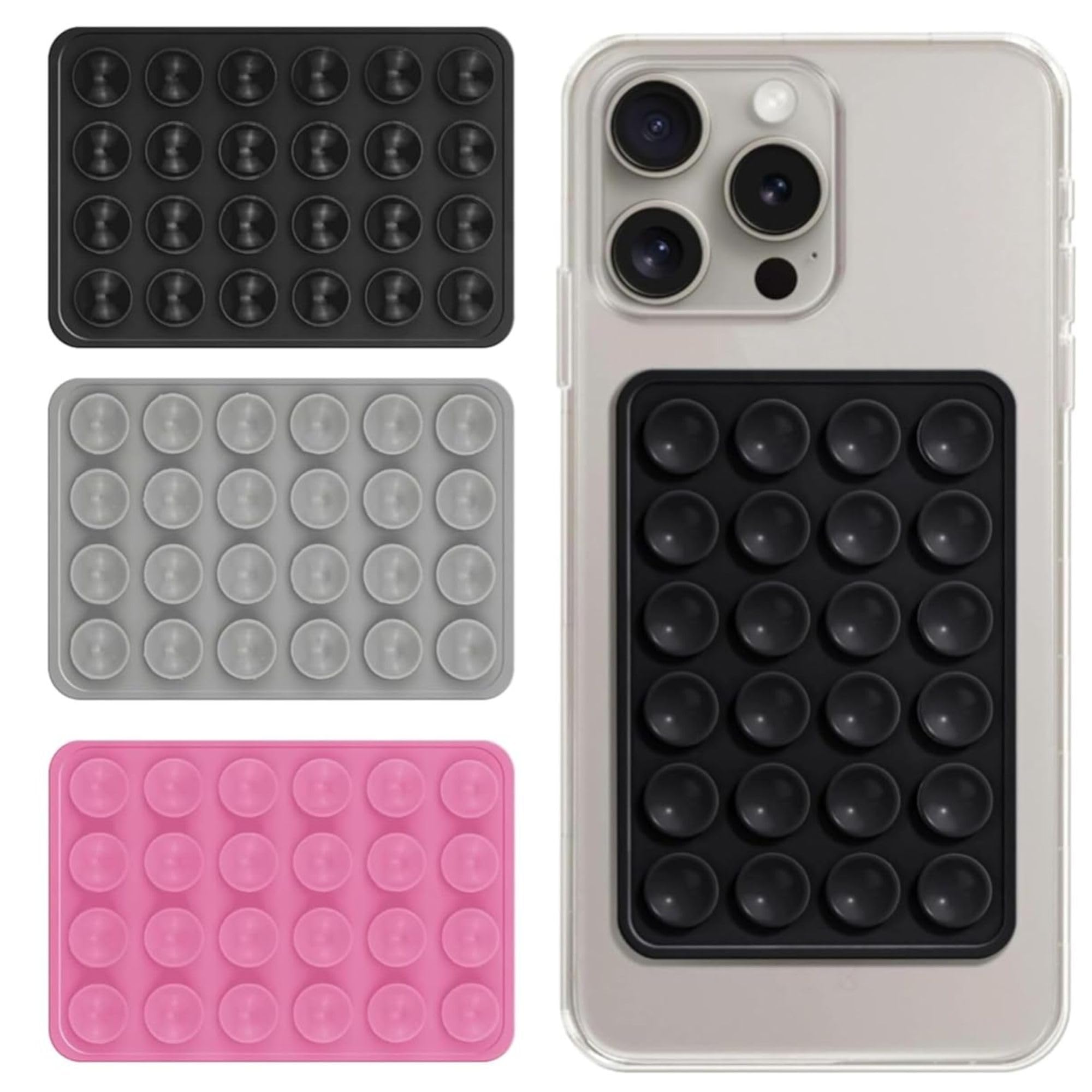 Humble® Suction Phone Sticker Silicone Grip, Sticky Phone Mount, Hands-Free Mobile Holder, Reusable Anti-Slip Stand for Mirror, Glass, Tile, Shower, All Smartphones for Selfies & Videos (Pack of 3) discount deal