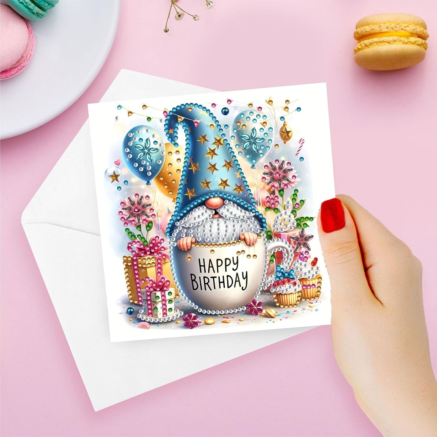 5D DIY Diamond Art Painting Greeting Cards Kit, Birthday Easter Cards with Stickers for Greeting Gifts, Folding Greeting Card Set for Birthday Thanksgiving Day-#12-2 Set