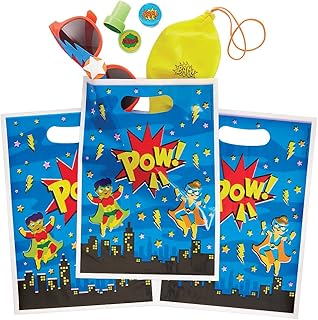 Baker Ross FX729 Star Hero Party Loot Bags - paquet de 10, Super Hero Party Bags Multipaquet for Kids