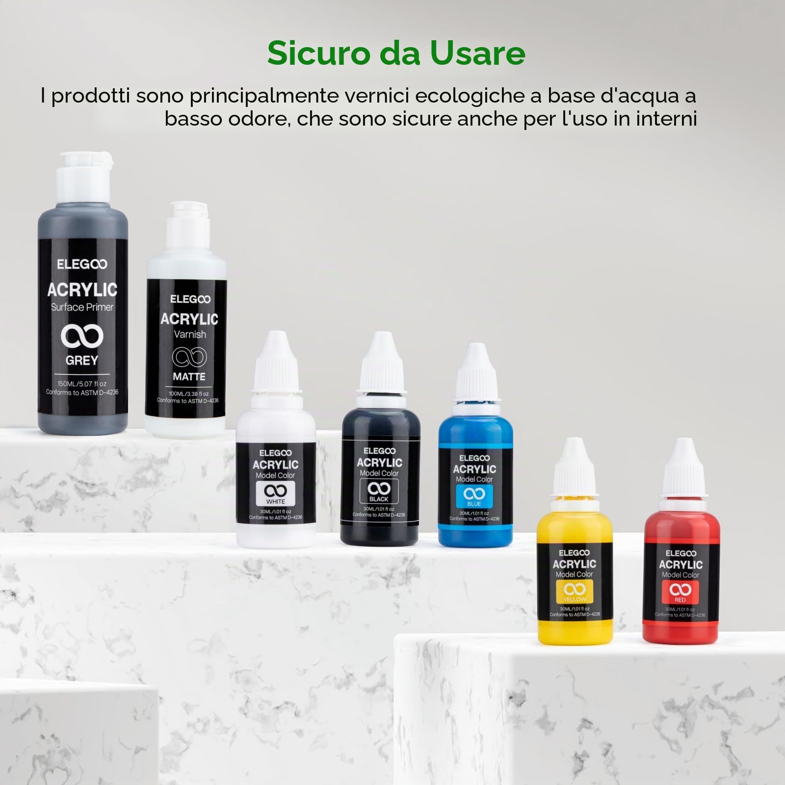 ELEGOO Kit di Pittura 3D, Kit Multifunzionale per la Pittura di Modelli di Stampa 3D, Kit Completo per la Colorazione di Miniature per Appassionati di Stampa 3D