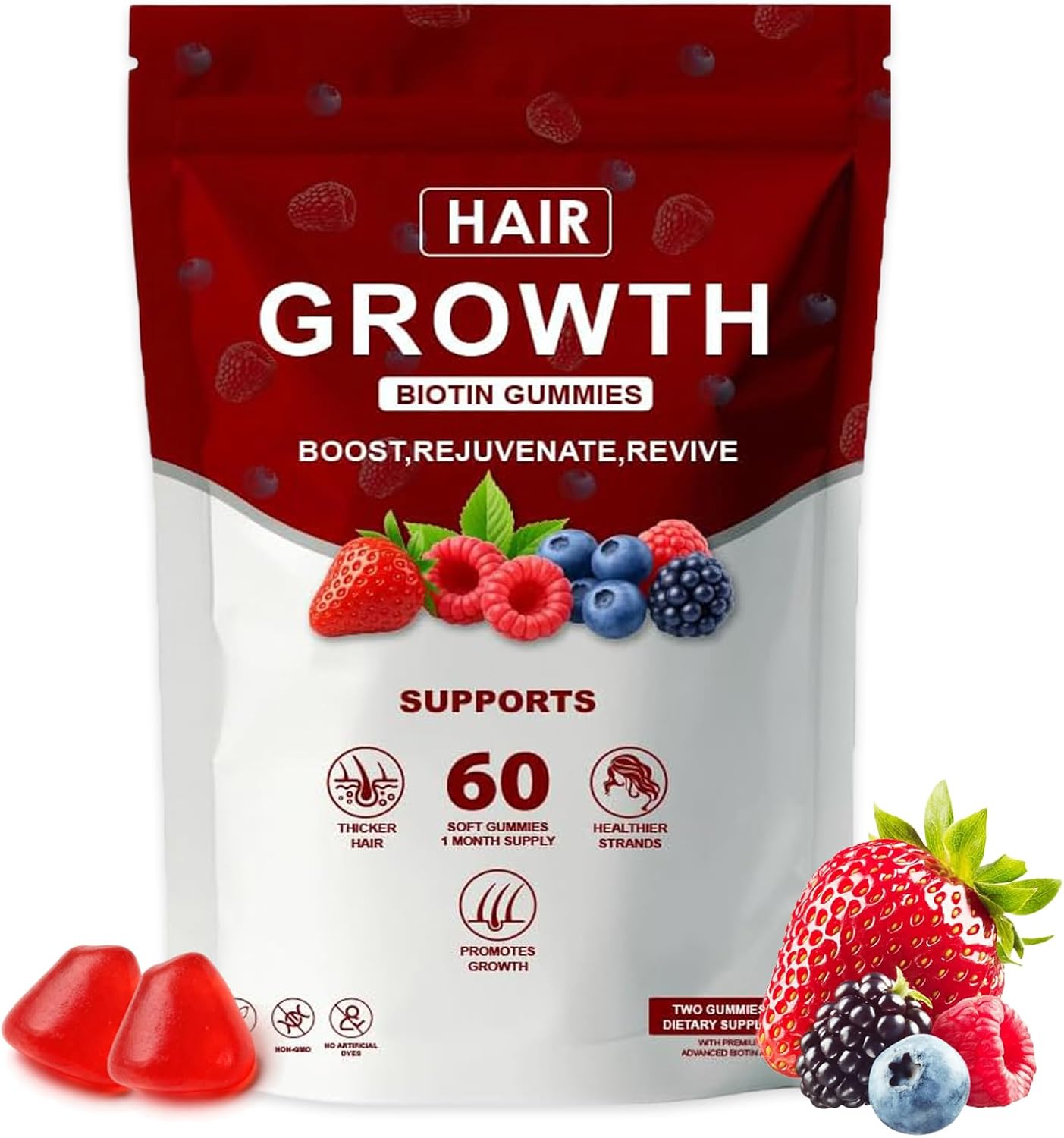 Lumin Hair Growth Vitamins Gummies for Black Women, Healthy Nourishment with Biotin, Collagen & Botanical Extracts, Hair Growth & Strength, Skin & Nail Care, Non-GMO, 60 Gummies (1)