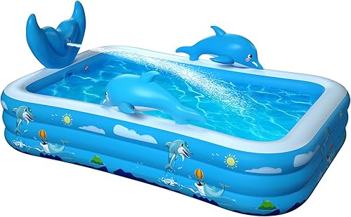 Miniatura 1 de Oxsaml - Piscina inflable para niños familia 98 x 71 x 22 pulgadas piscina infantil con salpicaduras piscinas sobre el suelo patio trasero jardín
