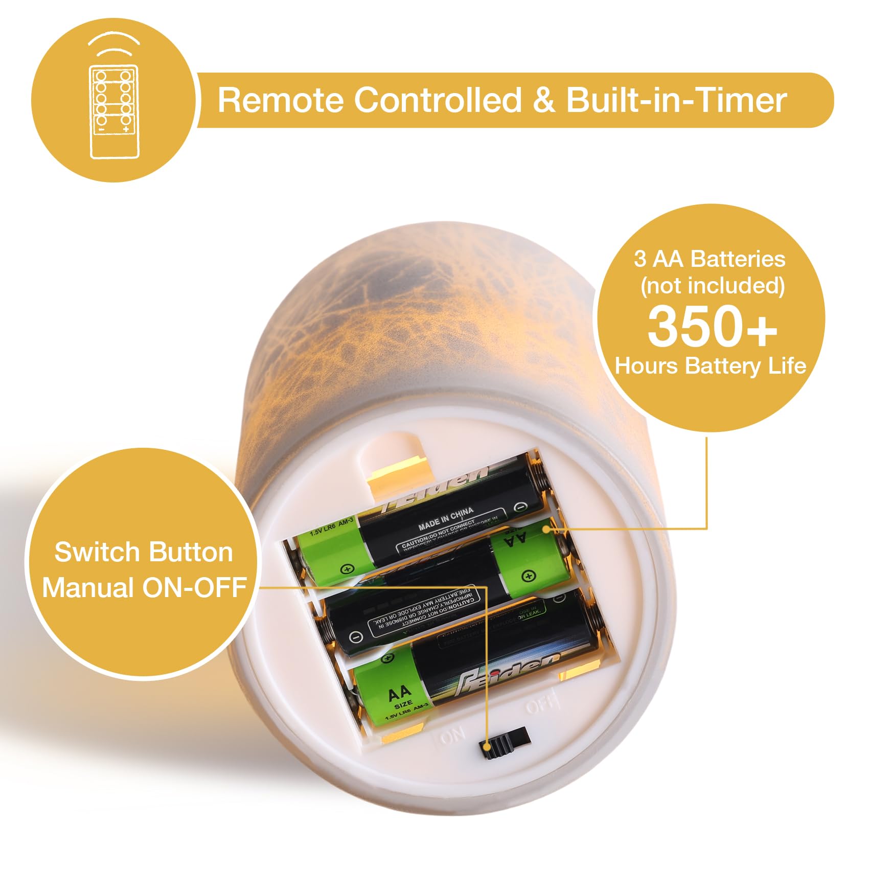 Eywamage Set di 2 candele natalizie in vetro senza fiamma, con telecomando, a batteria, a LED, a forma di renna
