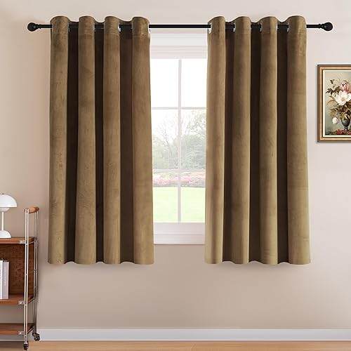 H.VERSAILTEX Cortinas de terciopelo para sala de estar de 63 pulgadas de largo, 2 paneles de cortinas de lujo con aislamiento térmico para
