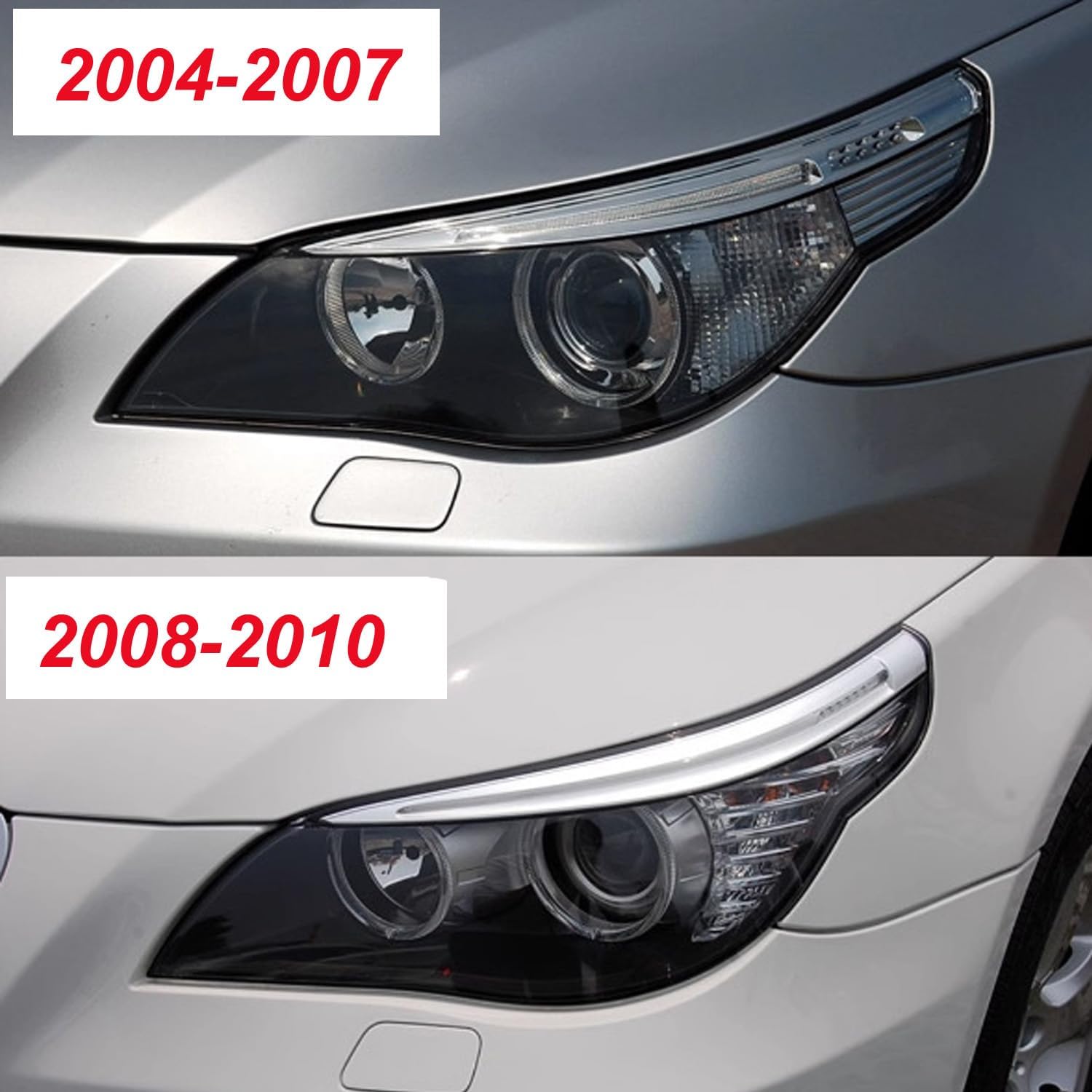Transparent Automotive Headlight Covers Shell,Car Headlight Lens Cover Shell,Auto Headlamp Shell,for 5 Series E60 E61 520 523 525 530i 2004-2010 With Hole,Left