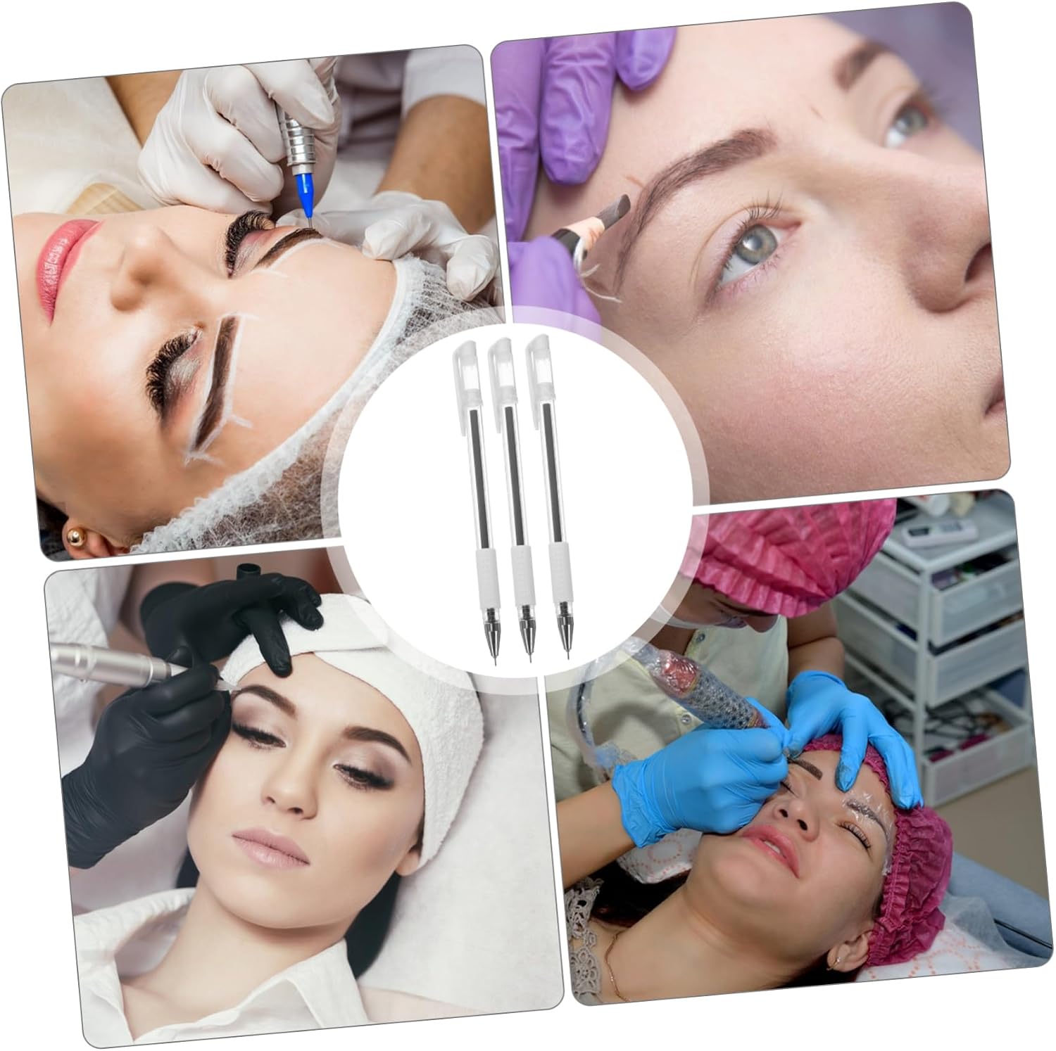 3pcs Waterproof Eyebrow Position Pen Plastic Markers for Skin