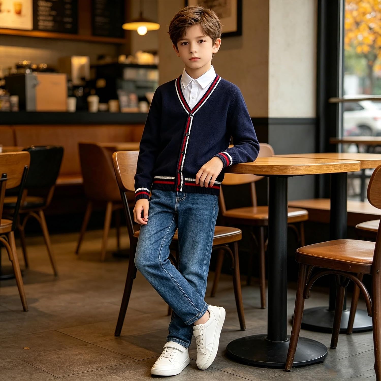 Girls Cardigan Sweater School Uniforms Toddler Long Sleeve Button Knit Solid Sweaters Tops