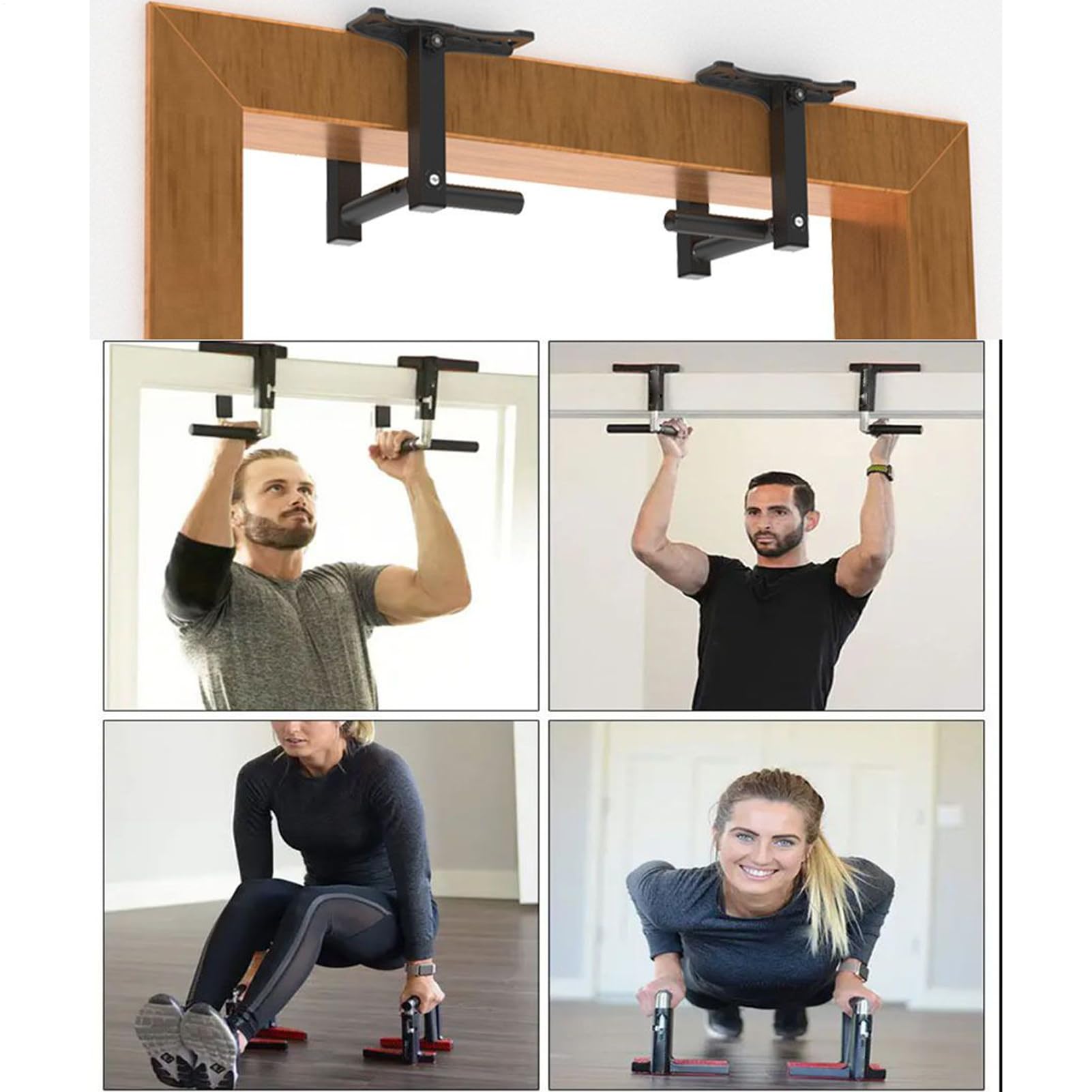 Barra de dominadas plegable para puerta, 2 piezas, asas de entrenamiento