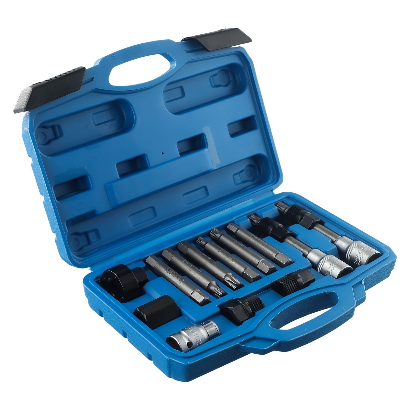 EasyByMall Set di attrezzi per la rimozione della puleggia a ruota libera dell'alternatore, kit professionale di riparazione del motore con custodia per prese M8/M10/T40/T50, 13 pezzi