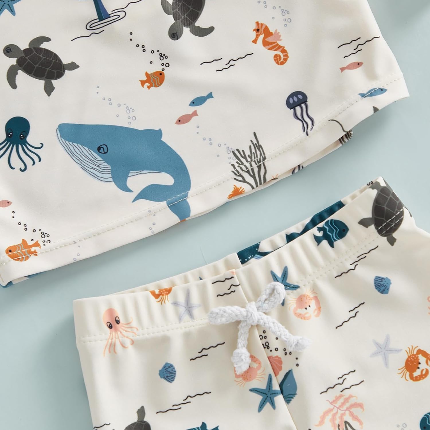 Hnyenmcko Toddler Baby Boys Swim Set Long Sleeve Rashguard Swimsuit Shirt Trunks Infant Bathing Suit Swimwear with Hat - Image 3