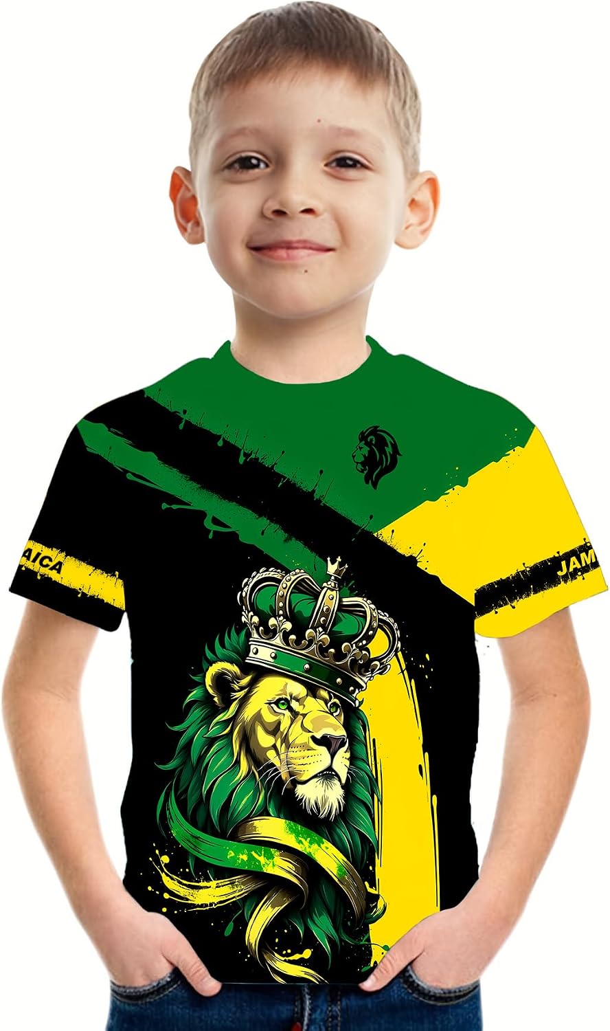 DFZ Boys Jamaica Flag T-Shirt 3D Print Vintage Tee Jamaica Jersey for Children's Top