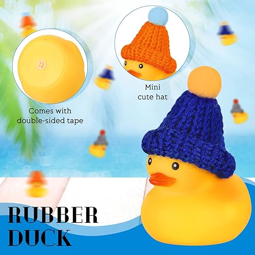 Miniatura 3 de Chivao 12 patos de goma con 12 lentes de sol, sombreros, gorros, bufanda, pequeños patos de crucero a granel, juguetes de bañera para regalo del día