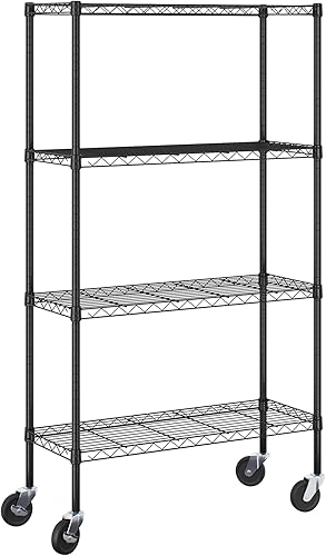 Miniatura 4 de Furinno Wayar - Carrito de almacenamiento de metal de 4 niveles con ruedas, 36 x 14 x 58 pulgadas, color negro